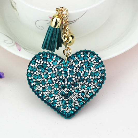 Flannel Peach Heart Color Diamond Keychain