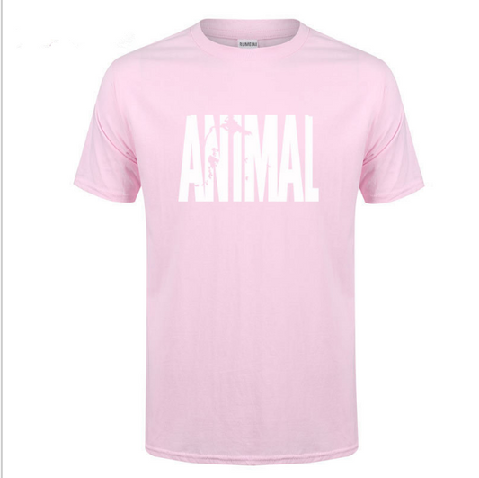 Speed sell Wish new men''s fitness summer leisure ANIMAL alphabet print collar T-shirt pure cotton - ZOHOR