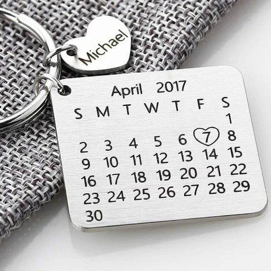 Creative Personality Keychain Calendar Lettering Couple