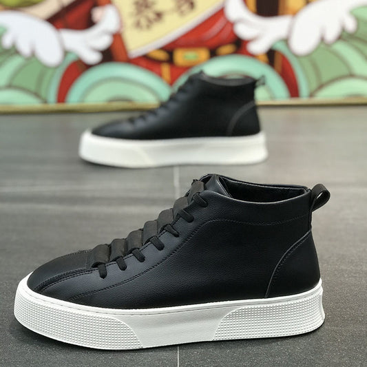 Male Leather High-top Platform Casual Shoes
