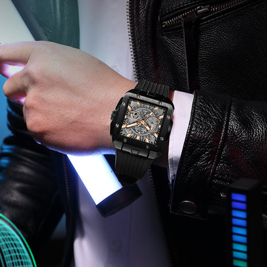 Square Silicone Strap Stylish Versatile Watch